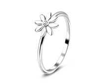 Flower Silver Ring with CZ Stone NSR-3234